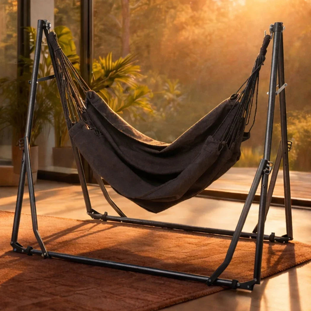 Mountview Foldable Hammock Hanging Chair with Stand Portable 3 Gear Adjustable-2050056768599494662