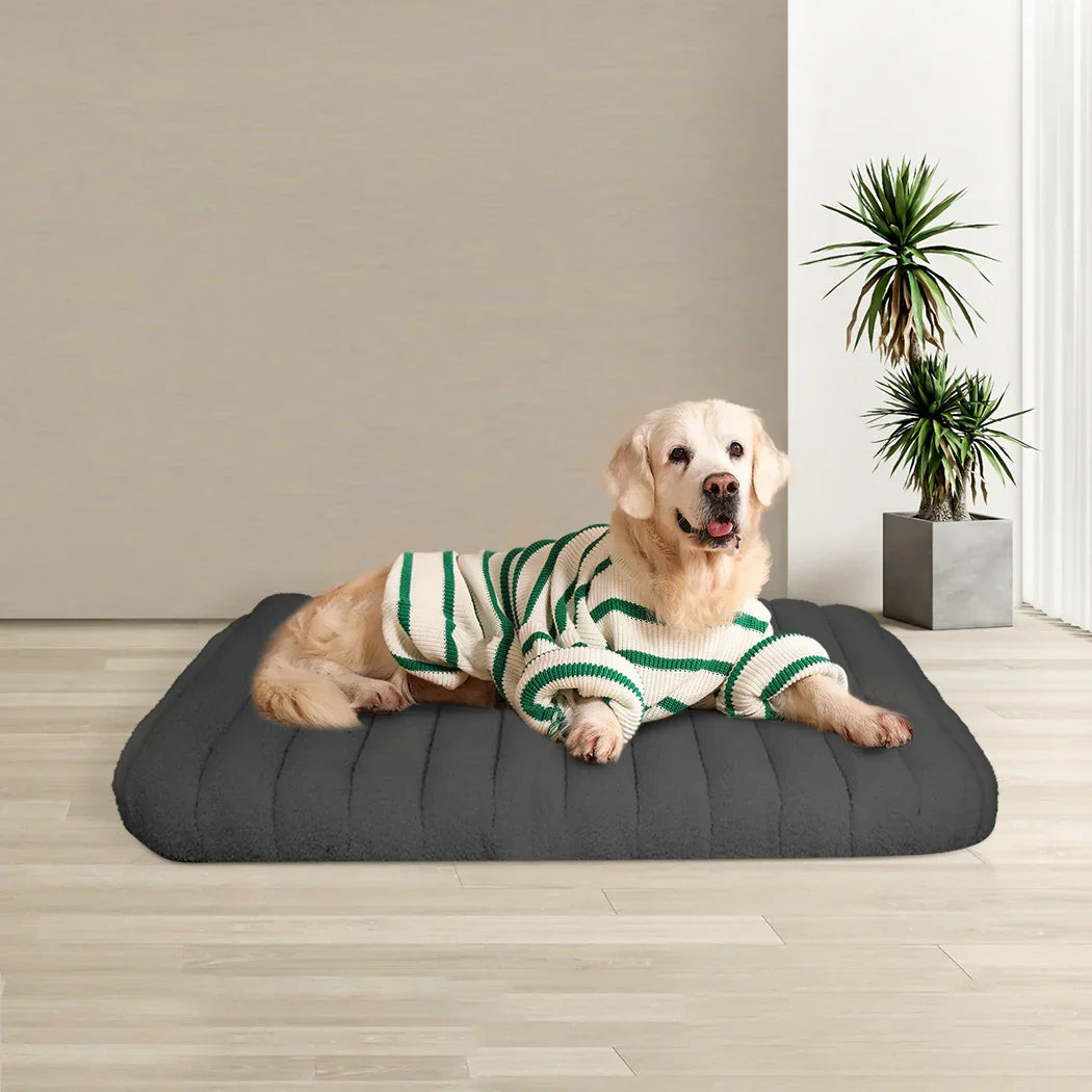 Pawz L Size Orthopedic Dog Bed with Sherpa Plush Removable Cover in Grey-2018816704137793542