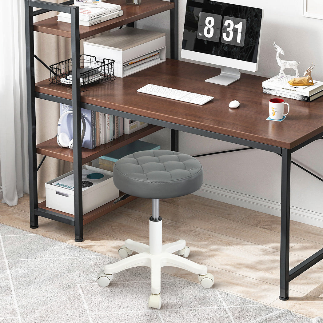 Levede 2x Rolling Bar Stool Swivel Salon SPA Chair Grey-2018816801848299526