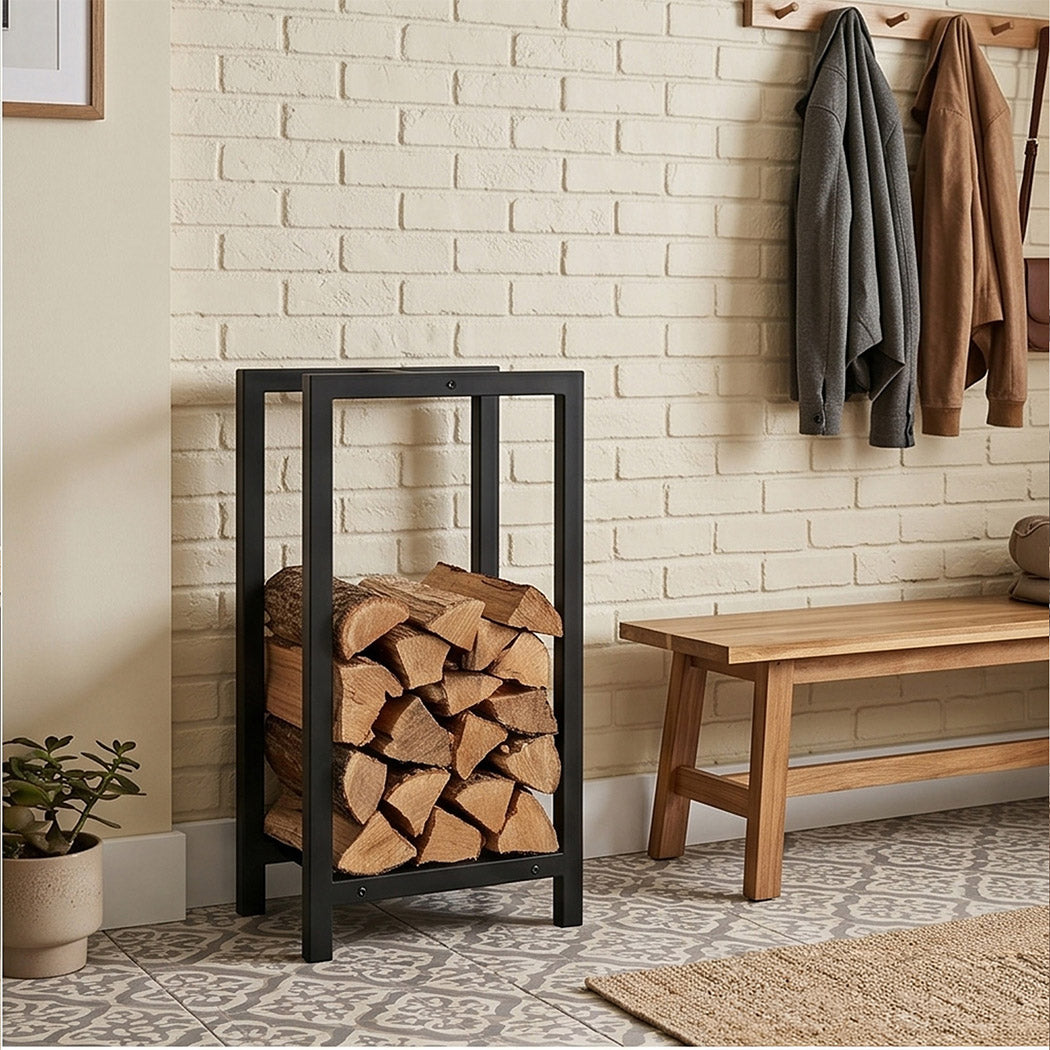 Levede Firewood Rack Metal Outdoor Storage Log Holder Fireplace 30 x 22 x 59cm-2072893555432624134