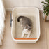 Pawz Large Cat Litter Box High Sided Open Top Cat Litter Tray 60cm Beige-2072893574063722502