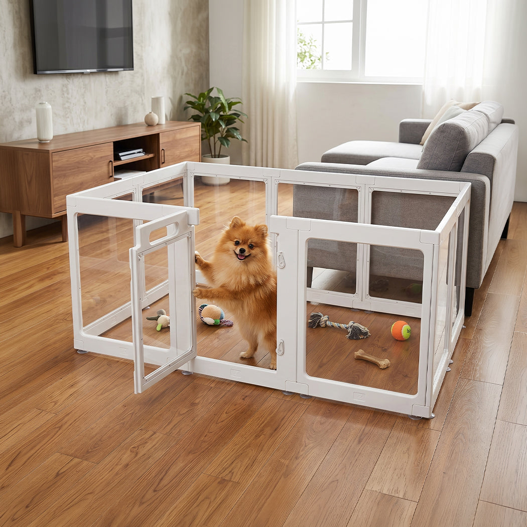 Pawz Dog Playpen 60cm Height Acrylic Clear Foldable DIY Dog Pen Indoor Use-2072893572922871814