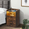 Levede Bedside Table USB Charger Outlet LED Oak-2018816764154089479