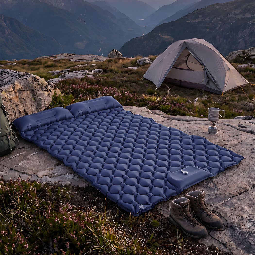 DreamZ Camping Mattress Sleeping Pad Inflation 40D Nylon TPU Camping Blue-2100034976501338118