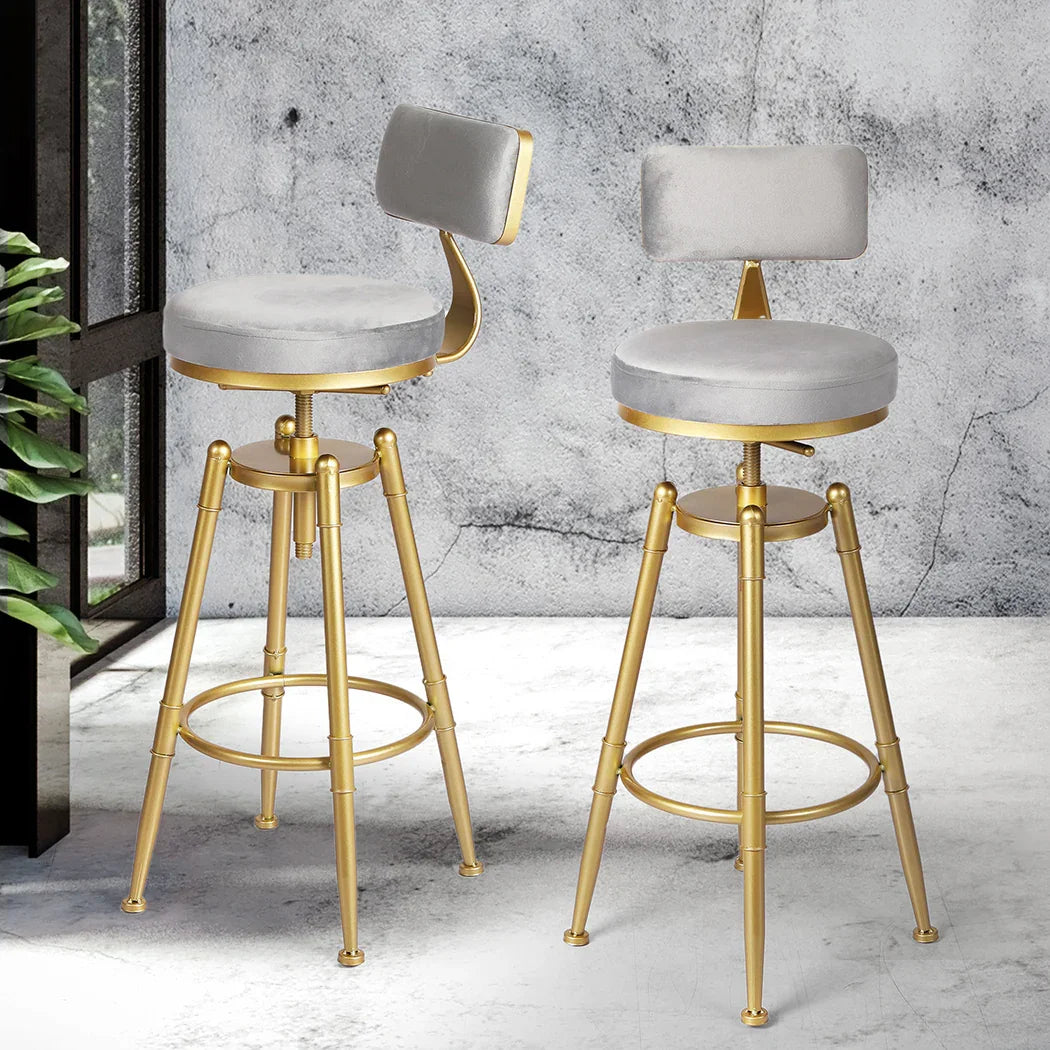 Levede 4x Swivel Bar Stools Kitchen Bar Chair Grey-2018816897059000326