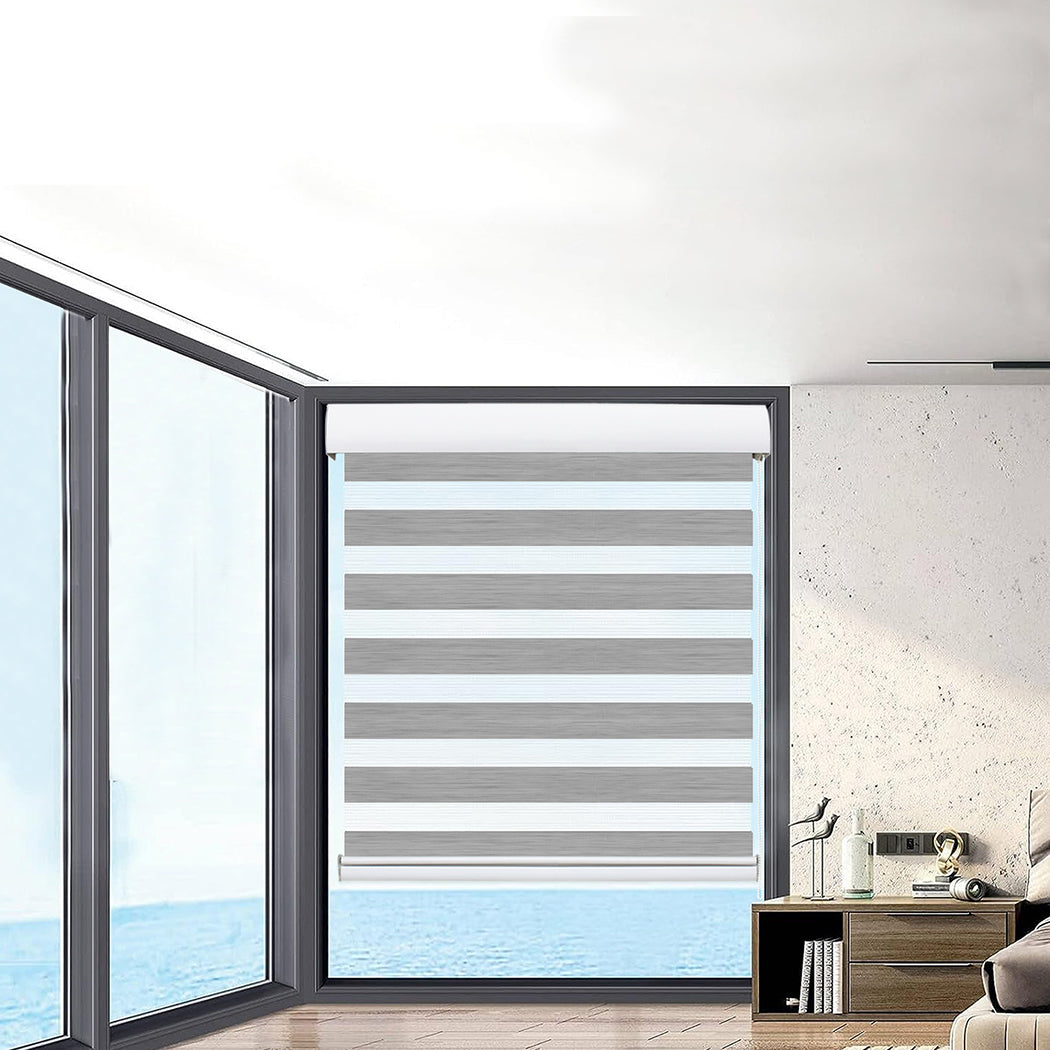 Marlow Blackout Zebra Roller Blind Curtains 120x210 Grey-2065254605670977542