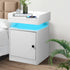 Levede Bedside Table USB Charger Outlet RGB White-2006732842117238791