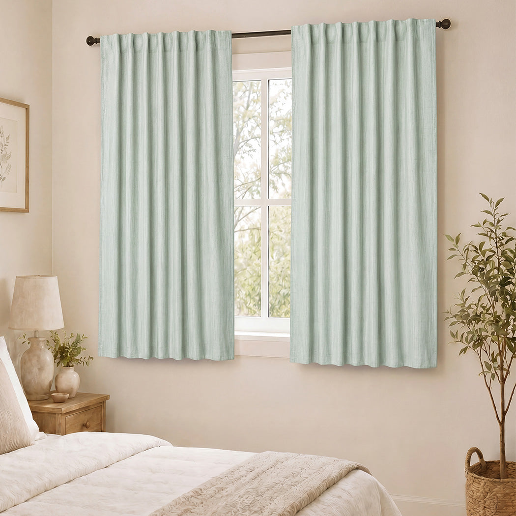 Marlow 2 Panels Blackout Curtains Thermal Linen Look Blockout Drapes 132x160cm-2072893564358103046