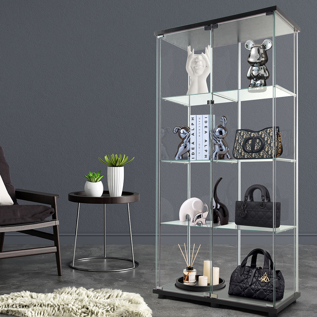 164cm Glass Display Cabinet 2 Doors-2006732805702291463