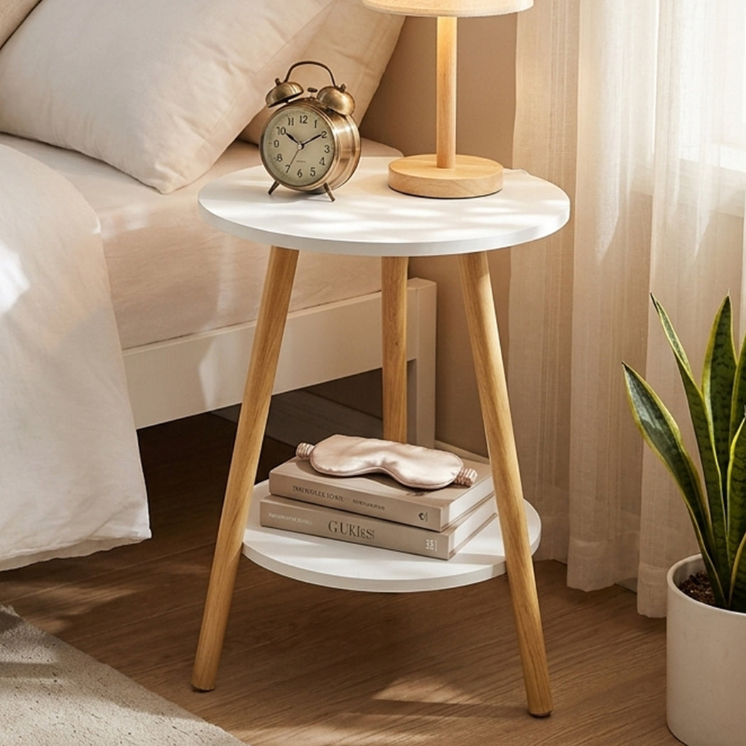 Levede Round Coffee Table 2-Layer Living Room End Tables Bedroom Side Tables-2050059016905822214