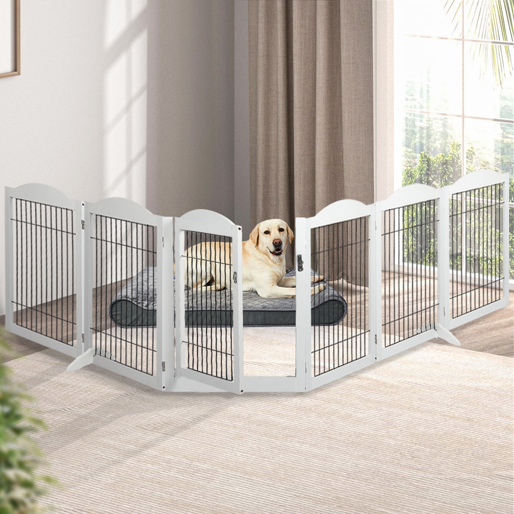 PaWz 6 Panels Pet Dog Playpen Puppy White-2029387230765780998