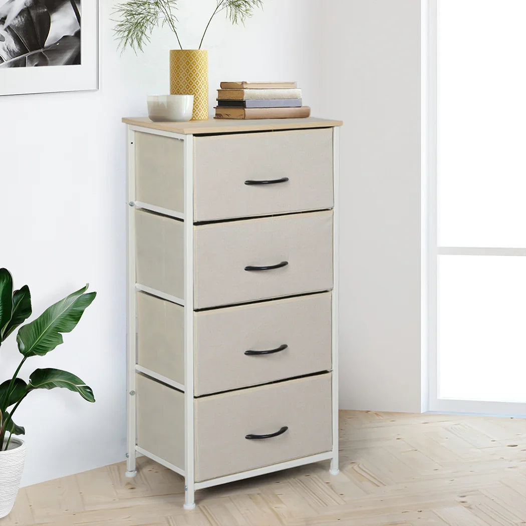 Levede Storage Cabinet Tower Chest Beige-2006733262801735687