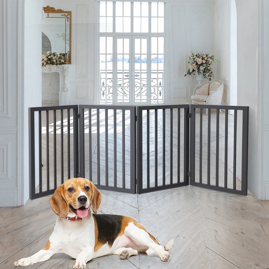 Wooden Pet Gate Dog Fence Retractable Grey 600x 3MM-2029387225392877574
