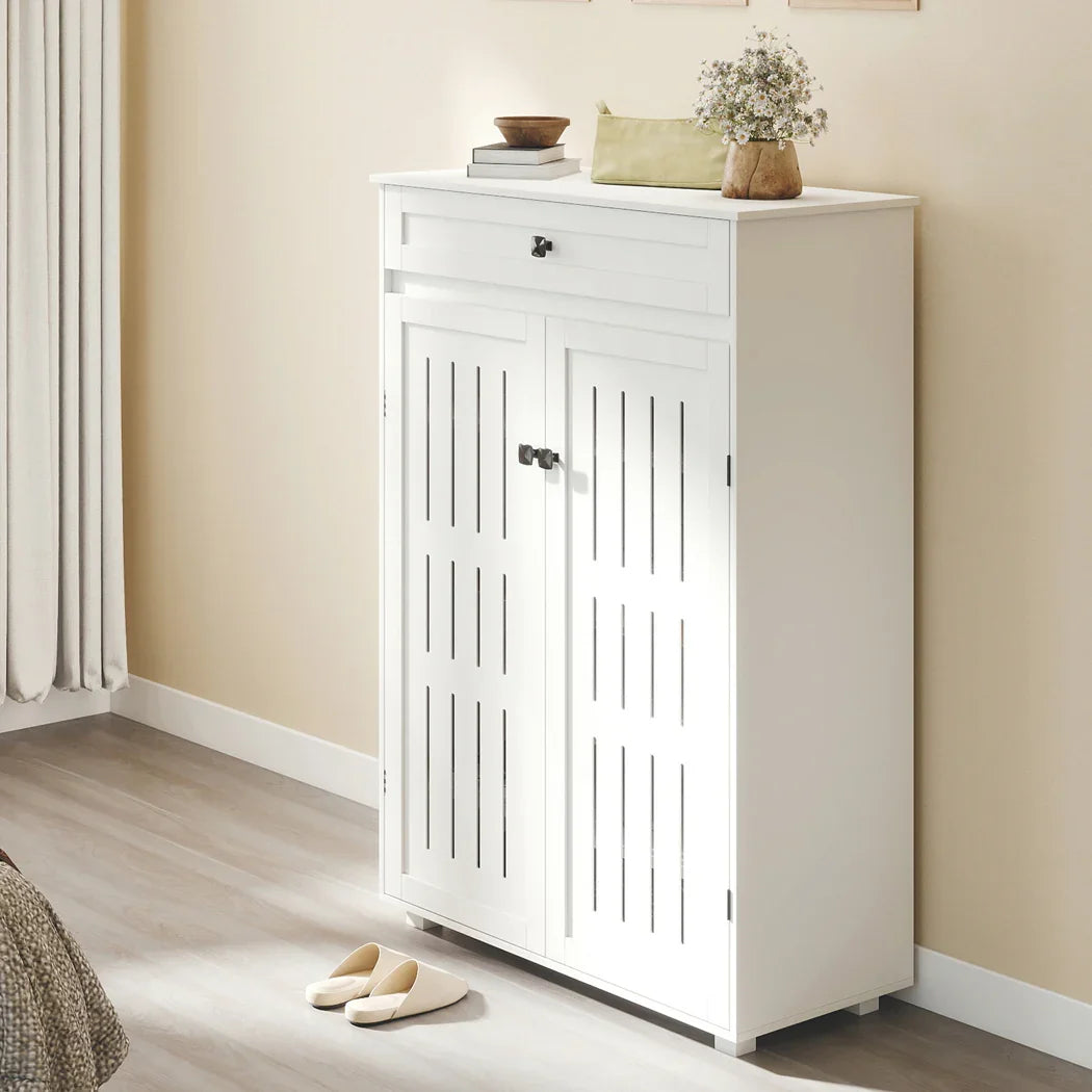 Levede Shoe Cabinet Door Storage Rack Cupboard White-2050056913919545350
