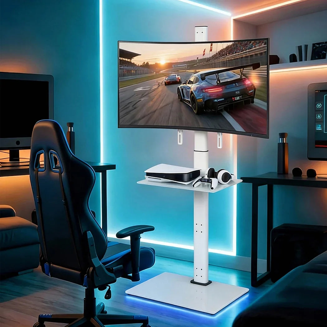 Levede TV Floor Stand 32-65 Inch Universal Swivel Height Adjustable Mount White-2050056791261319174