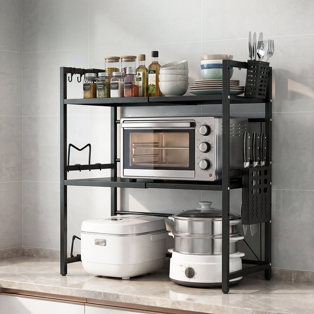 Toque Microwave Shelf 3 Tier  Adjustable Extendable Kitchen Storage Rack Stand-2061251871129079814