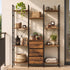 Levede Bookshelf 10 Open Cubes 3 Fabric Drawers Wood Black-2100034939570491398