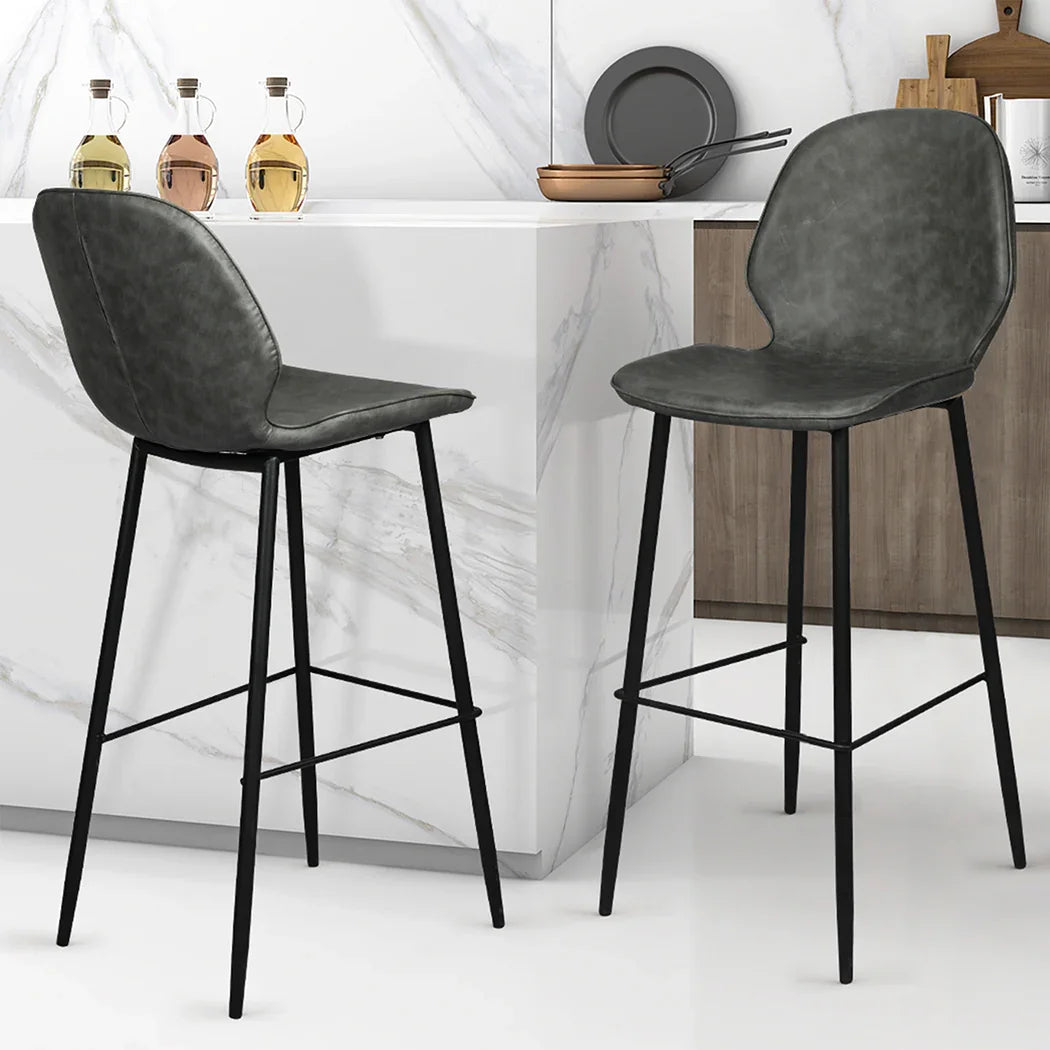 Levede 2x Bar Stool Barstools Counter Grey-2006733275812466694