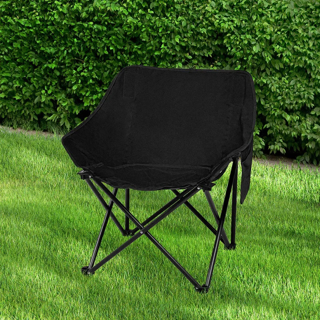 Levede Folding Camping Moon Chair Lightweight Black-2018816697703731206