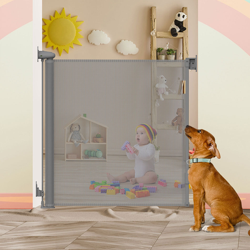 BoPeep Retractable Baby Safety Gates 150cm Grey 150 cm-1910112818292723718