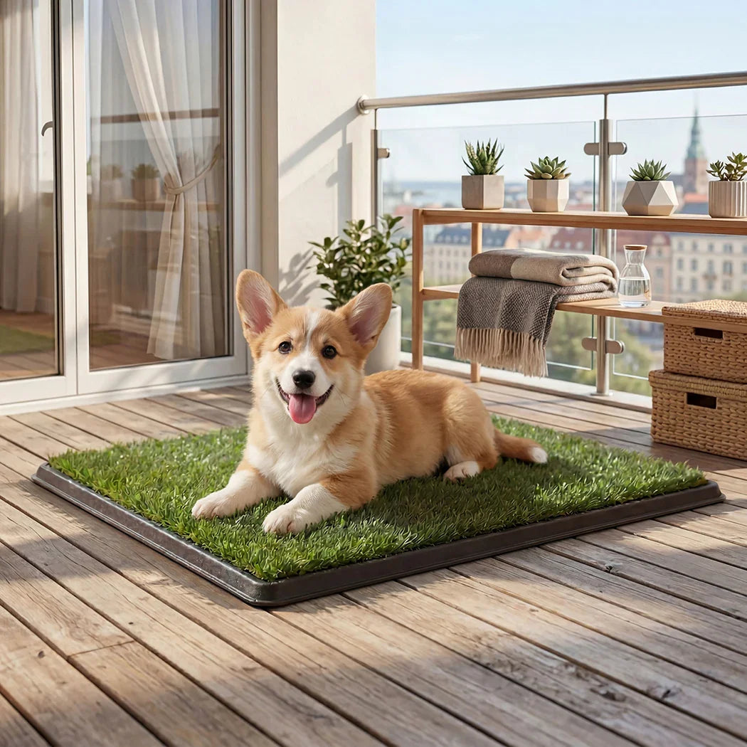 Pawz Dog Potty Tray with Grass Mat Washable Puppy Portable Training Toilet-2050059018050867206