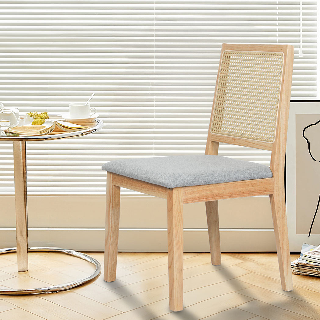 Levede 2x Rattan Dining Chair Solid Wood Lounge-1894516800335515654