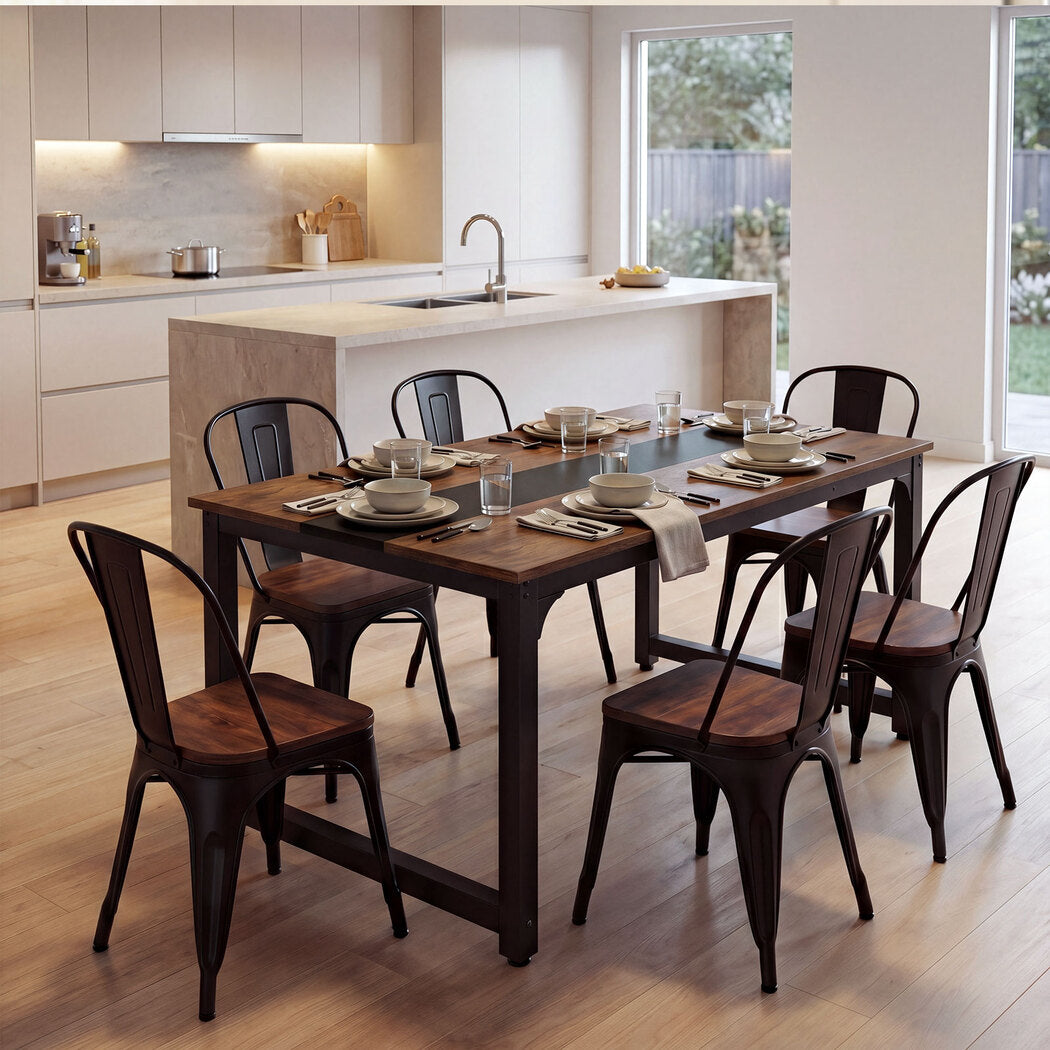 Levede Dining Table 4-6 Seater Industrial Rectangular 160cm Kitchen Restaurant-2072893553973006342