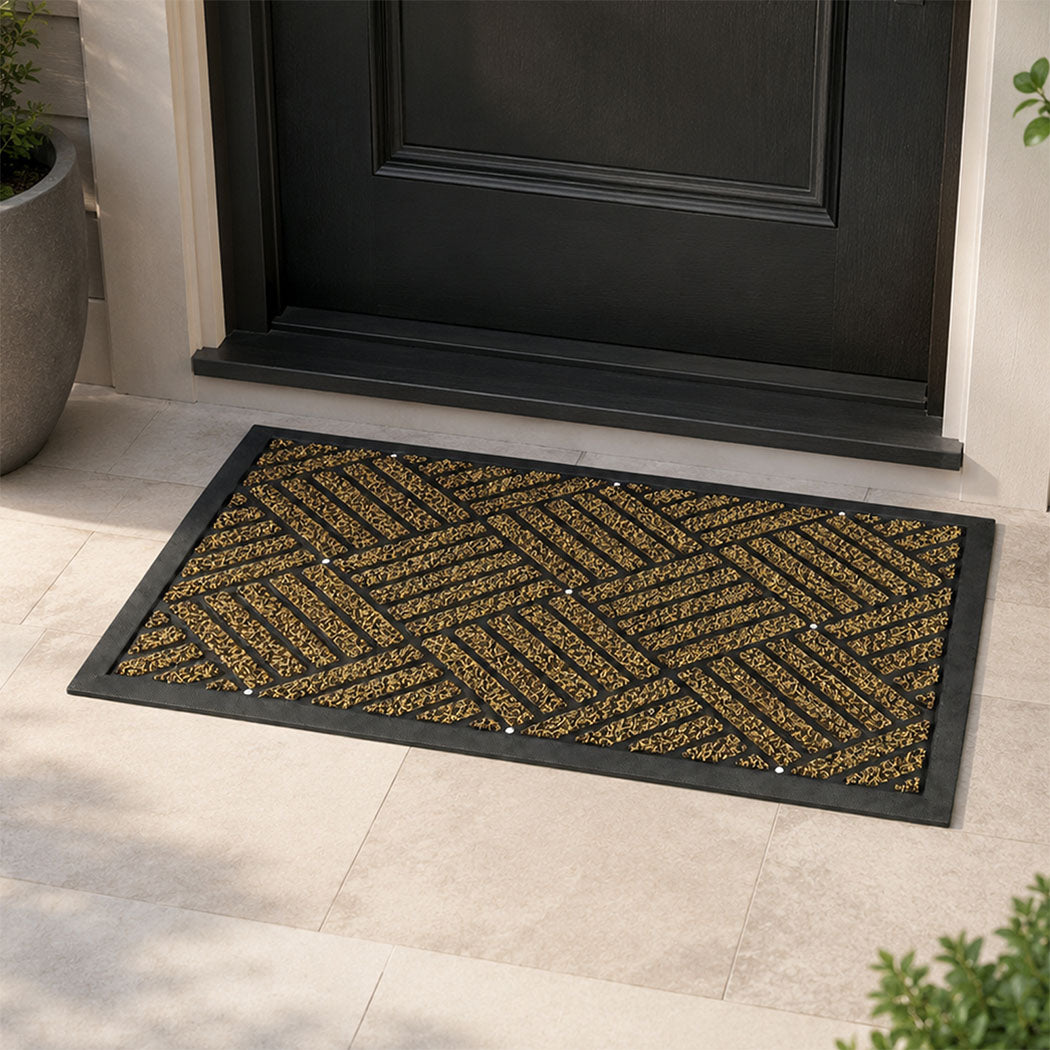 Marlow Front Door Mat 43x73cm Heavy Duty Non Slip Grass Scrape Garden Brown-2109799593108246535