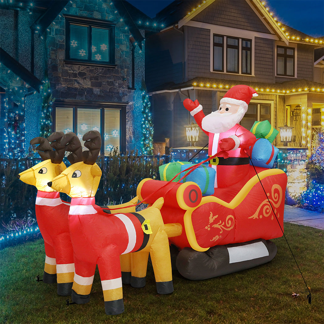Santaco LED Inflatable Santa Sleigh Reindeer 2.2M-2065254640705998854