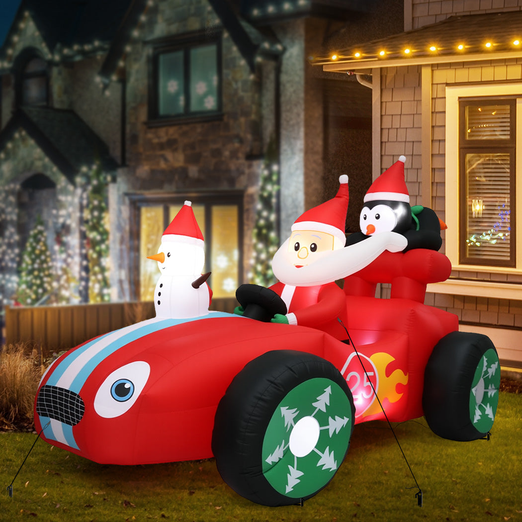 Santaco Christmas Inflatable 2.4M Santa Racing Sleigh-2065254640966045702