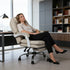 Levede Executive Office Chair Footrest PU Leather Tilt Gaming Work Seat Beige-2050056782683967494