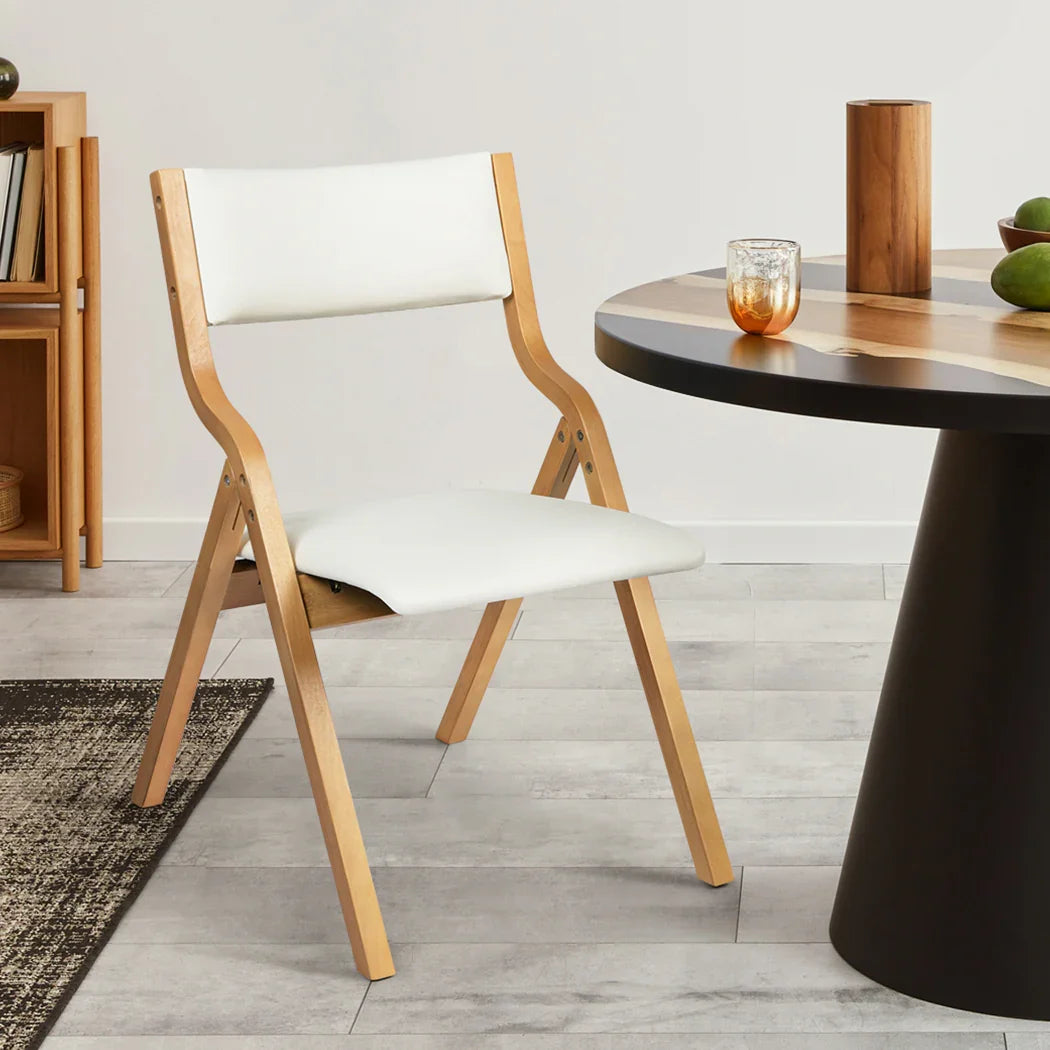 Levede 4x Dining Chairs Foldable PU Beige-2006732727788900358