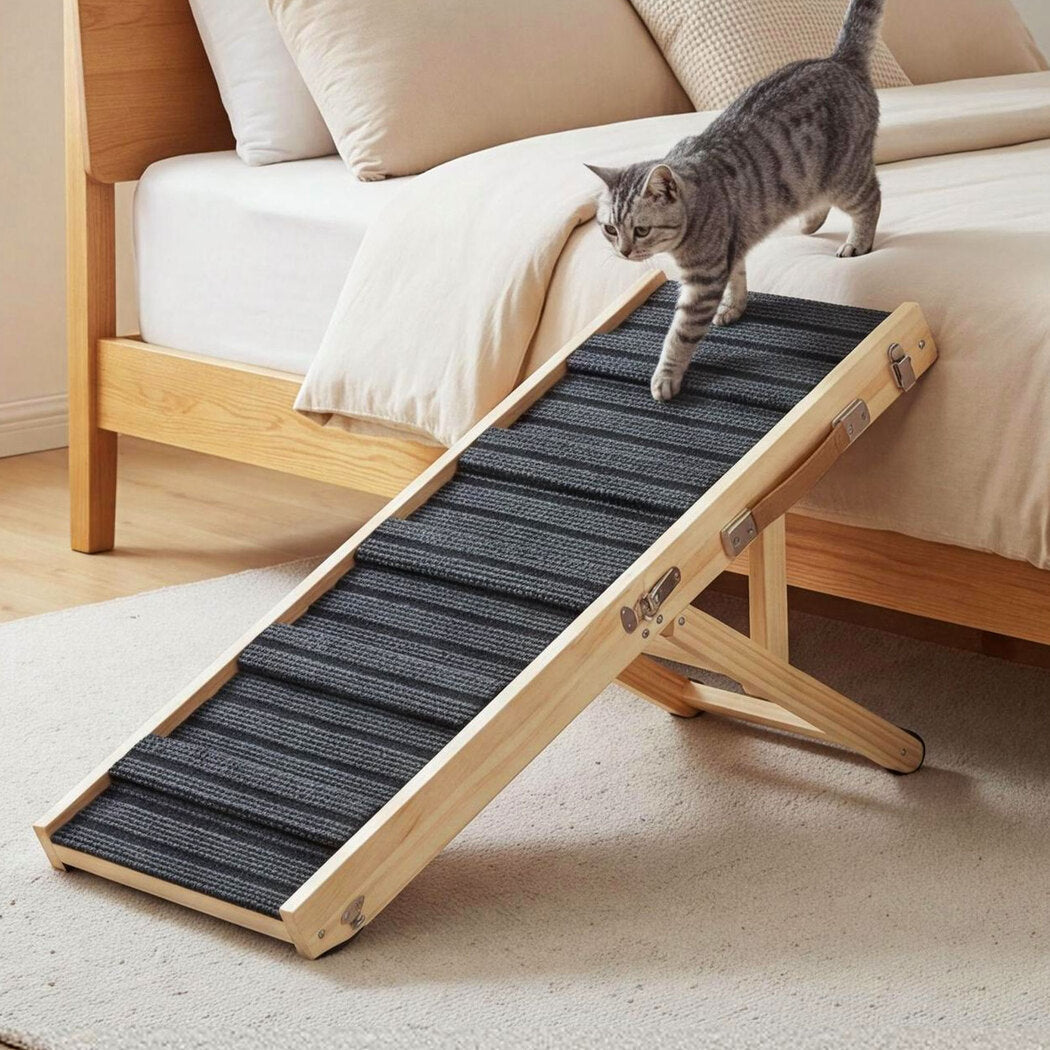 Pawz Dog Ramp Adjustable Foldable 4 Heights Non Slip for Small pets Natural-2100034994318741510