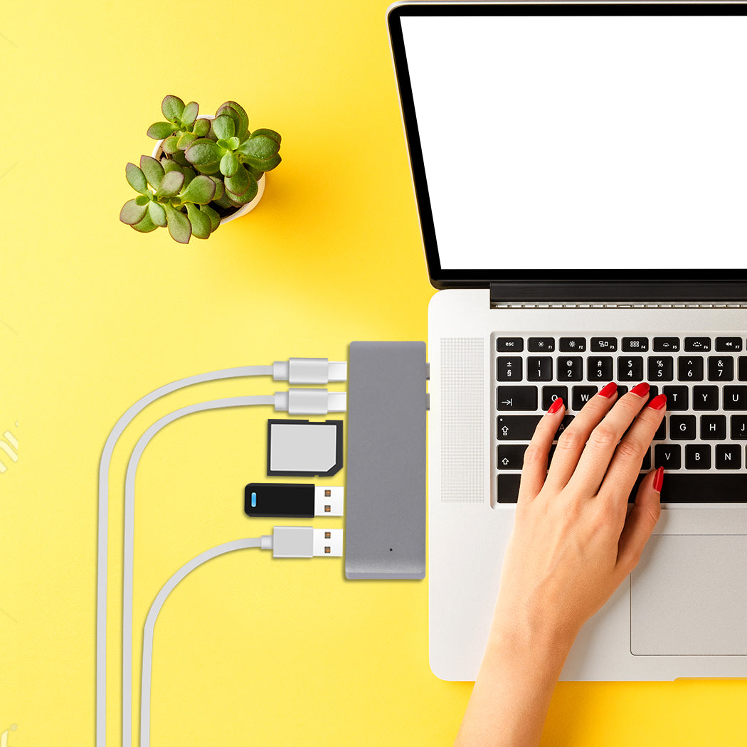 USB 3.0 Type-C HUB 6 Port Powered Adapter Grey-2018816658600235014