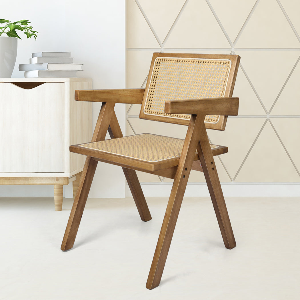 Levede 6x Dining Chair Solid Wood Rattan-1975420360006438918