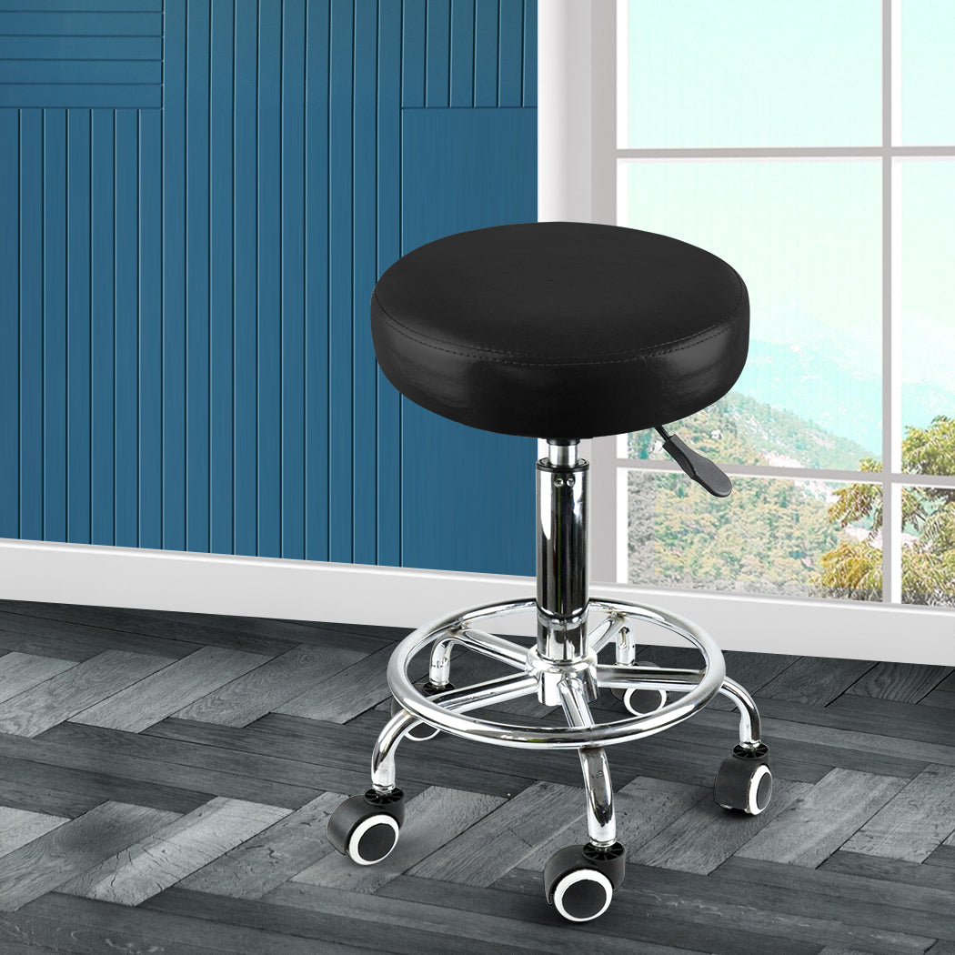 Levede Salon Stool Swivel Bar Stools Black-1864184632707256326