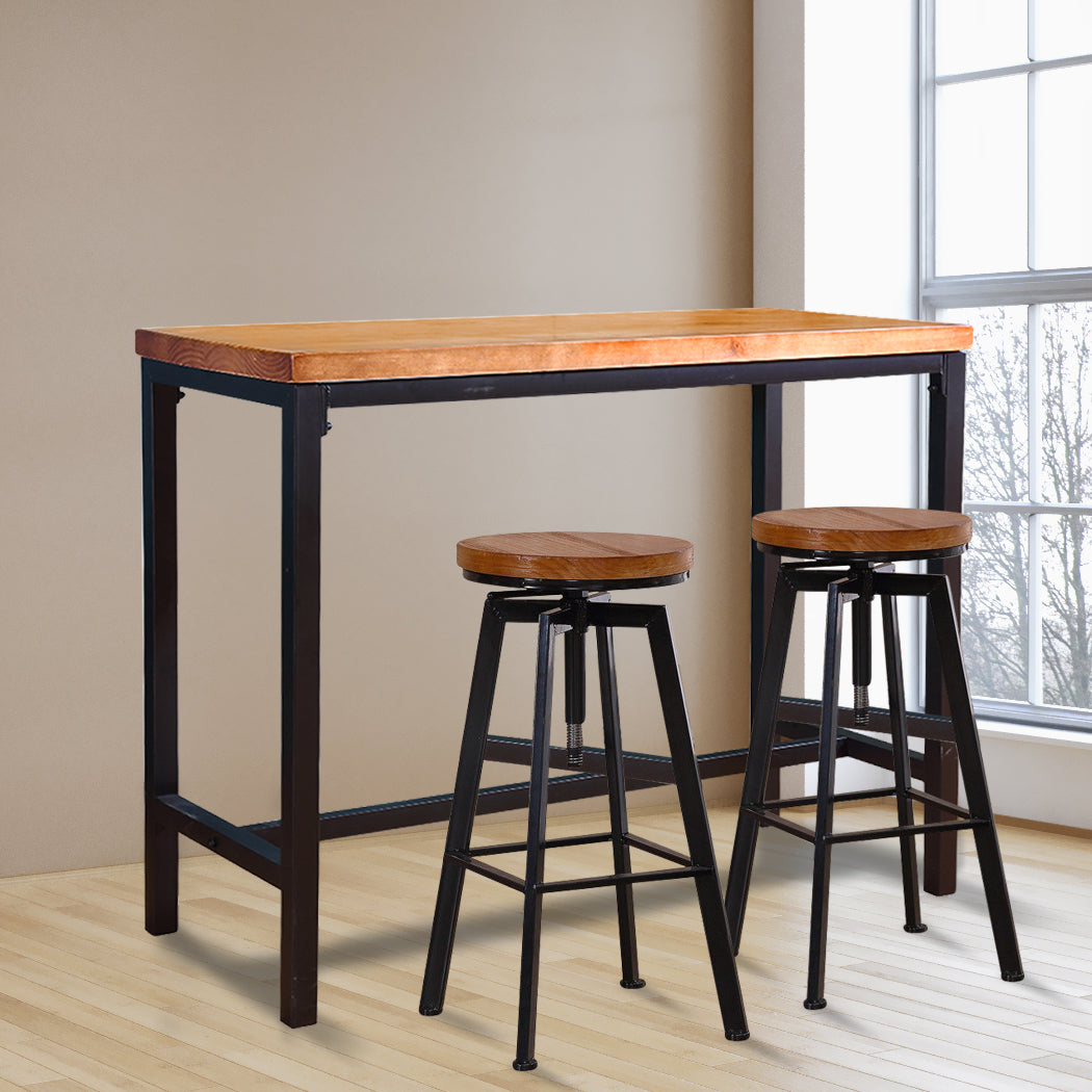 Levede 3pcs Bar Table Barstools Industrial-1910113235605000199