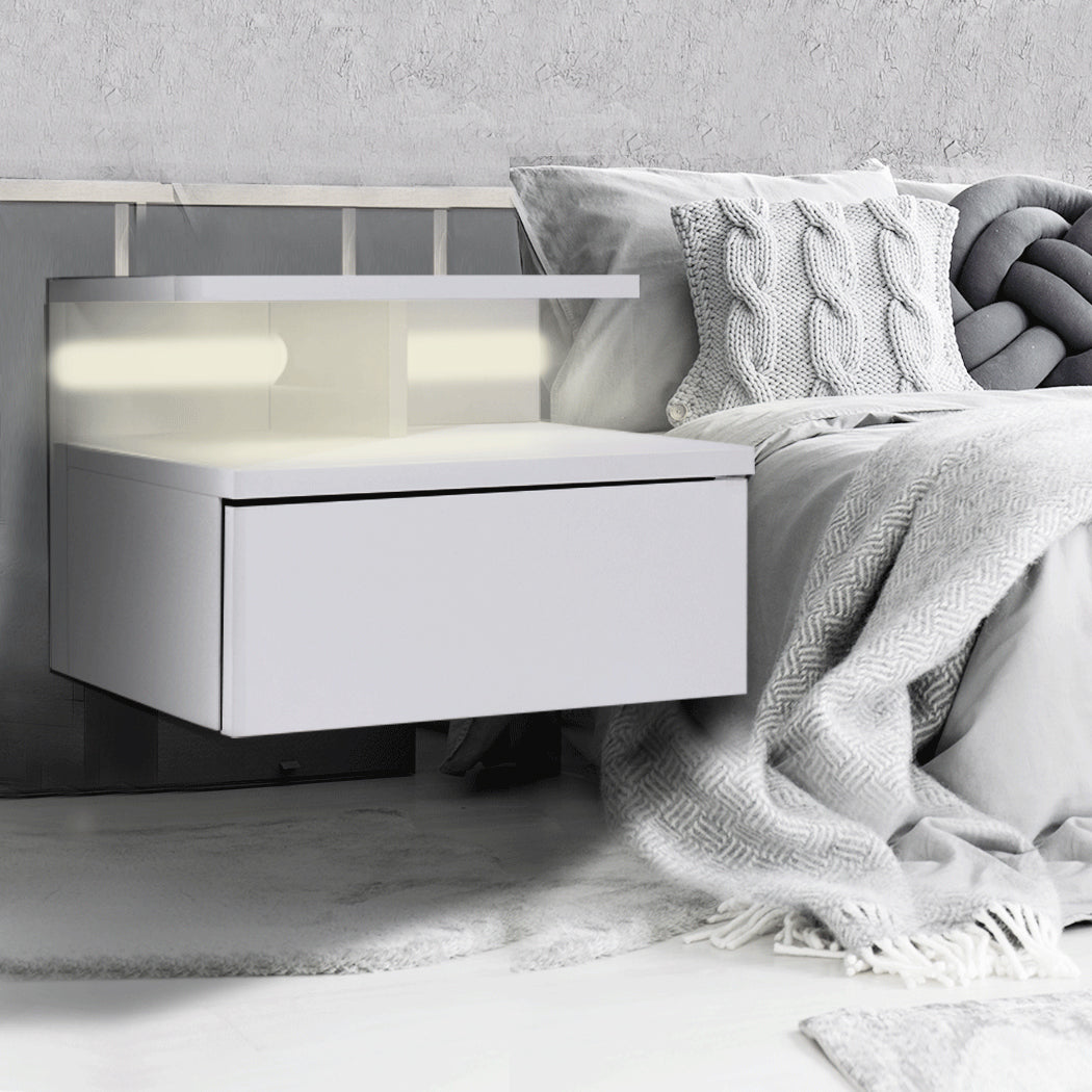 Levede 2x Bedside Tables Side Table White-2018816803966423046