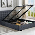 Levede Gas Lift Bed Frame Fabric Base Double Dark Grey-2006733222381228038