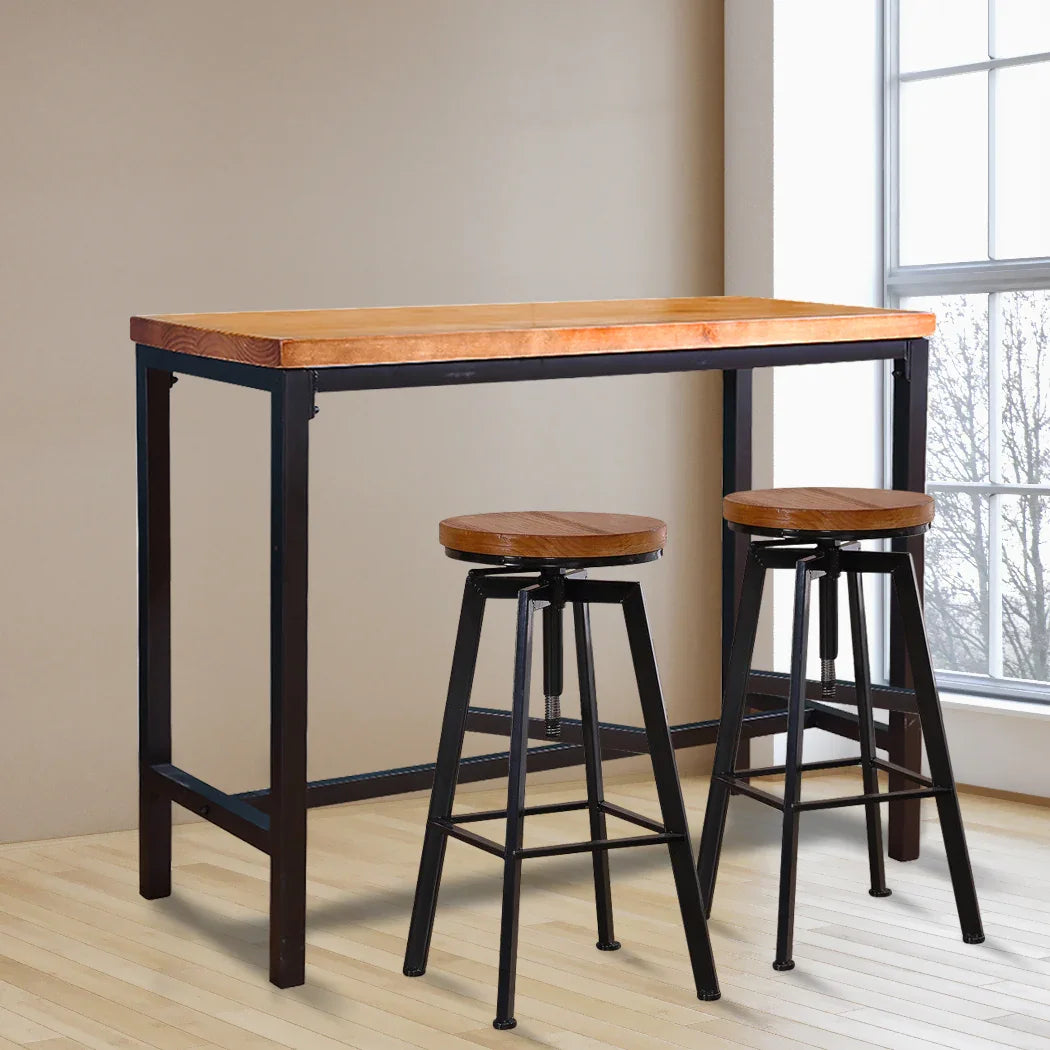 Levede 3pcs Bar Table Barstools Industrial-2018816935772426247