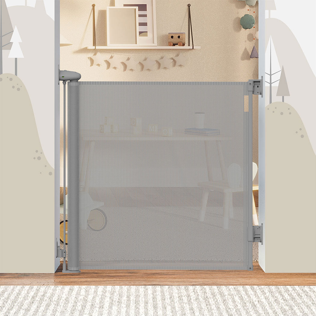 BoPeep Retractable Baby Safety Gates 150cm Grey 150 cm-1910112818292723719