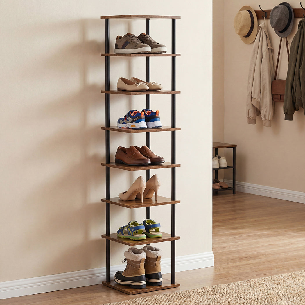 Levede Vertical Shoe Rack 8-Tier Space Saving Narrow Corner Organiser Storage-2050059010870218760