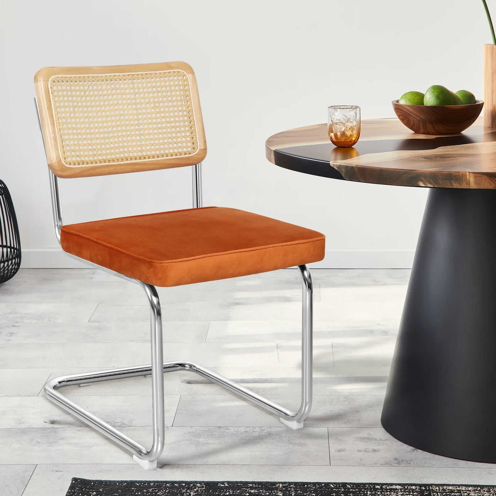 Levede 2xRattan Chair Dining Chairs Orange-2029387286231257095