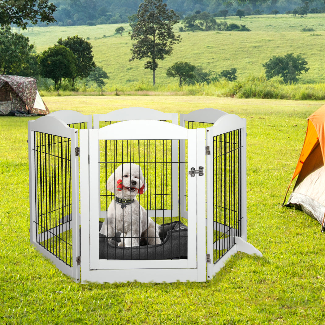 PaWz 6 Panels Pet Dog Playpen Puppy White-2029387230765780999