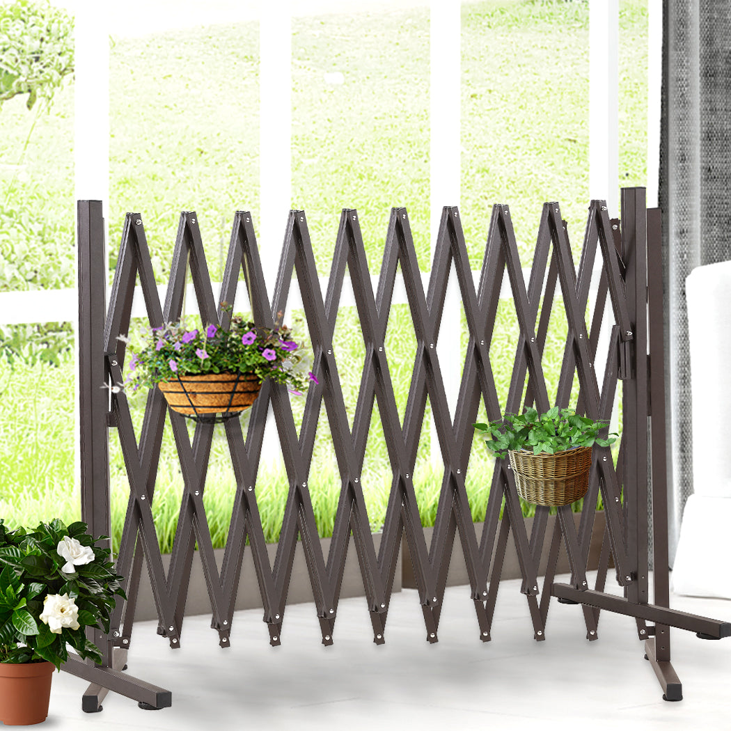Garden Security Fence Gate Gate Metal Brown-1899652499095293958
