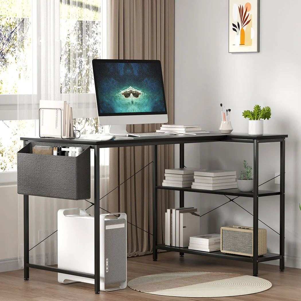 Levede L Shaped Computer Desk Corner Desk Black-2029387249963110407