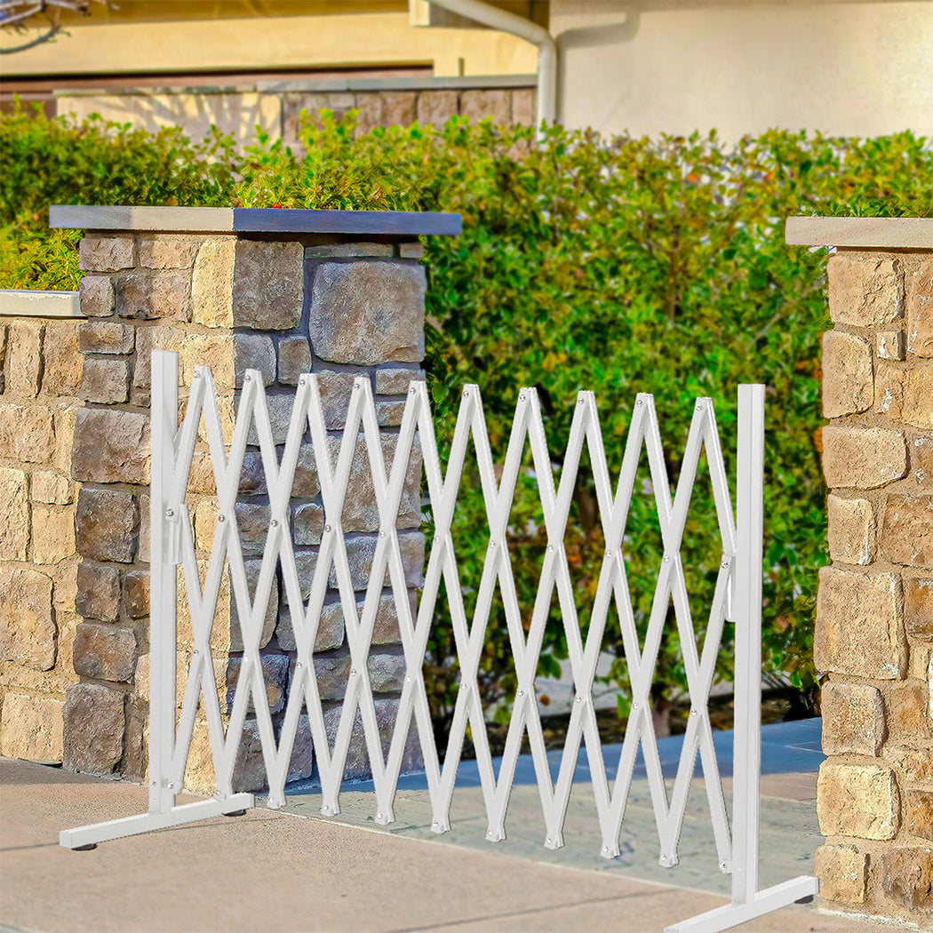 Garden Security Fence Gate Expandable White-2029387279511982087