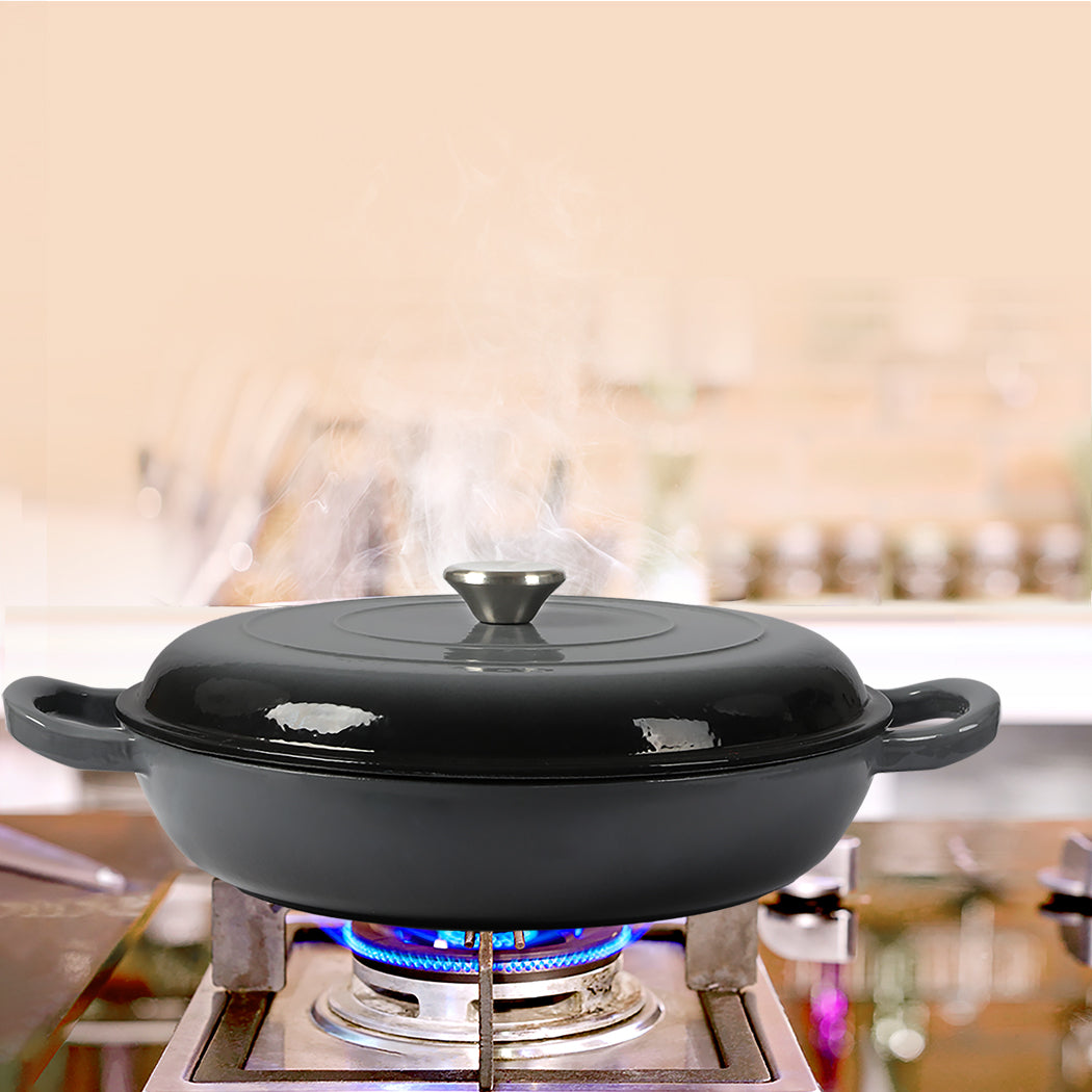 3.5L Enamel Dutch Oven Pan in Black Colour-1864184348593491975