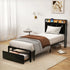 Levede Single Bed Frame Leather Headboard RGB 2 Drawers-2050056739788820487