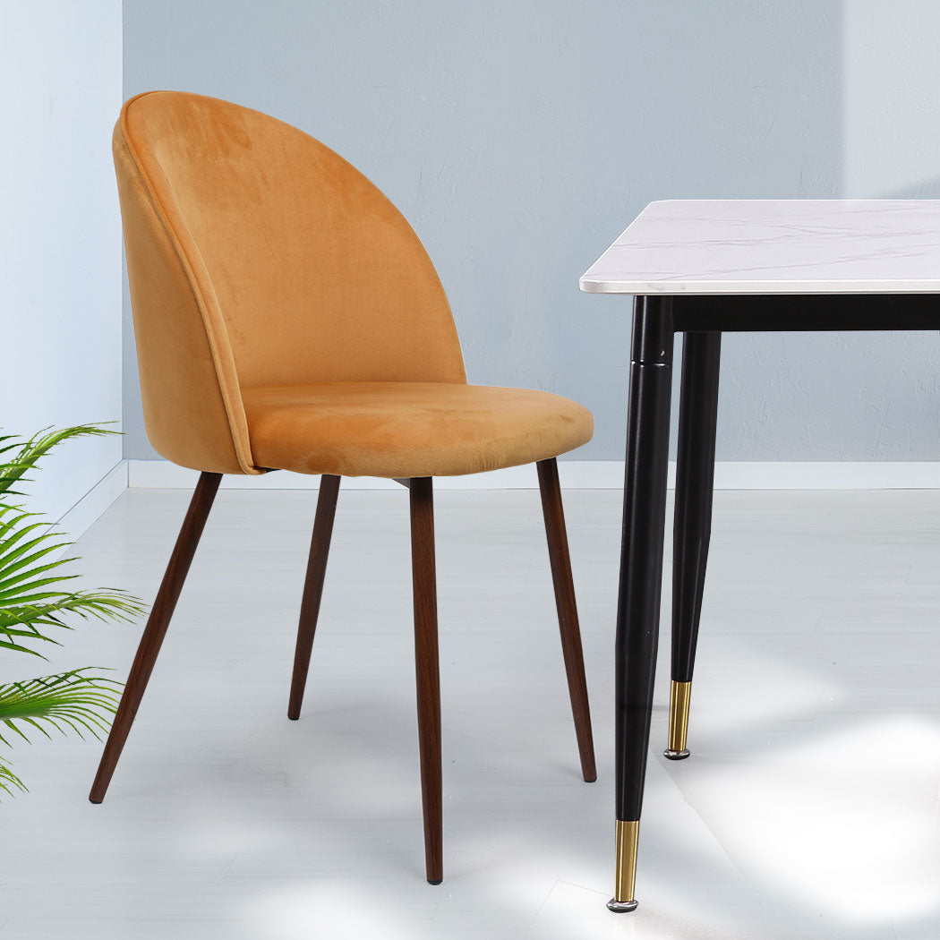 Levede 2x Dining Chairs Seat French Mustard-1864183273622736903